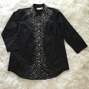 Joan Rivers studded button down top